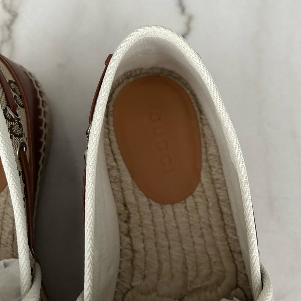 AUTHENTIC GUCCI GG LOAFER ESPADRILLES BEIGE MONOGRAM GG 7 (USA SZ 8) 725799 - Picture 6 of 16